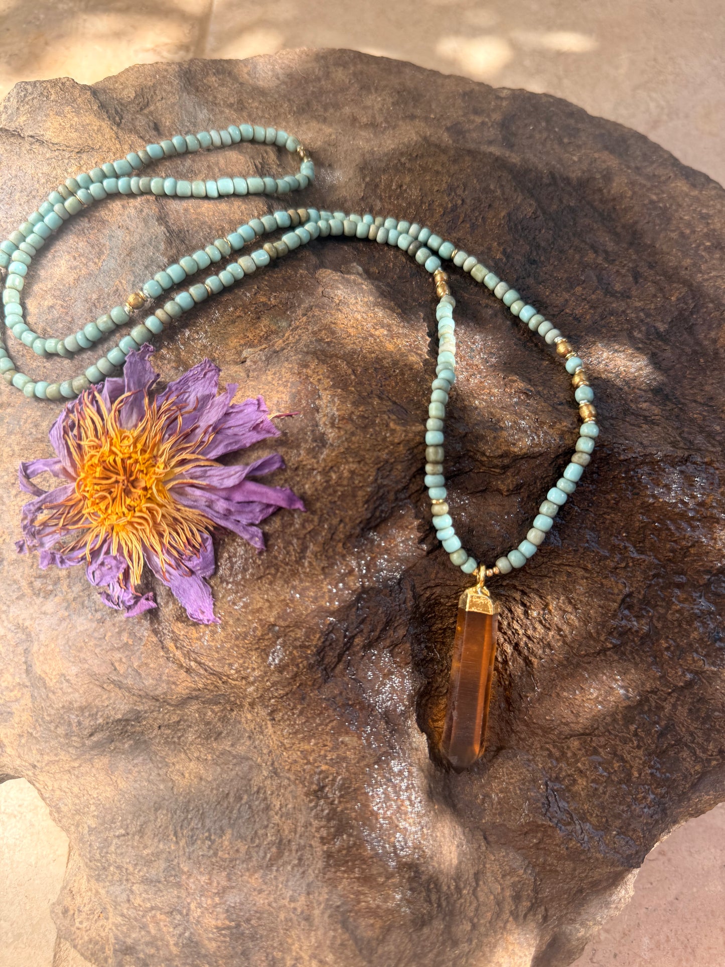 African Beaded Citrine Talisman