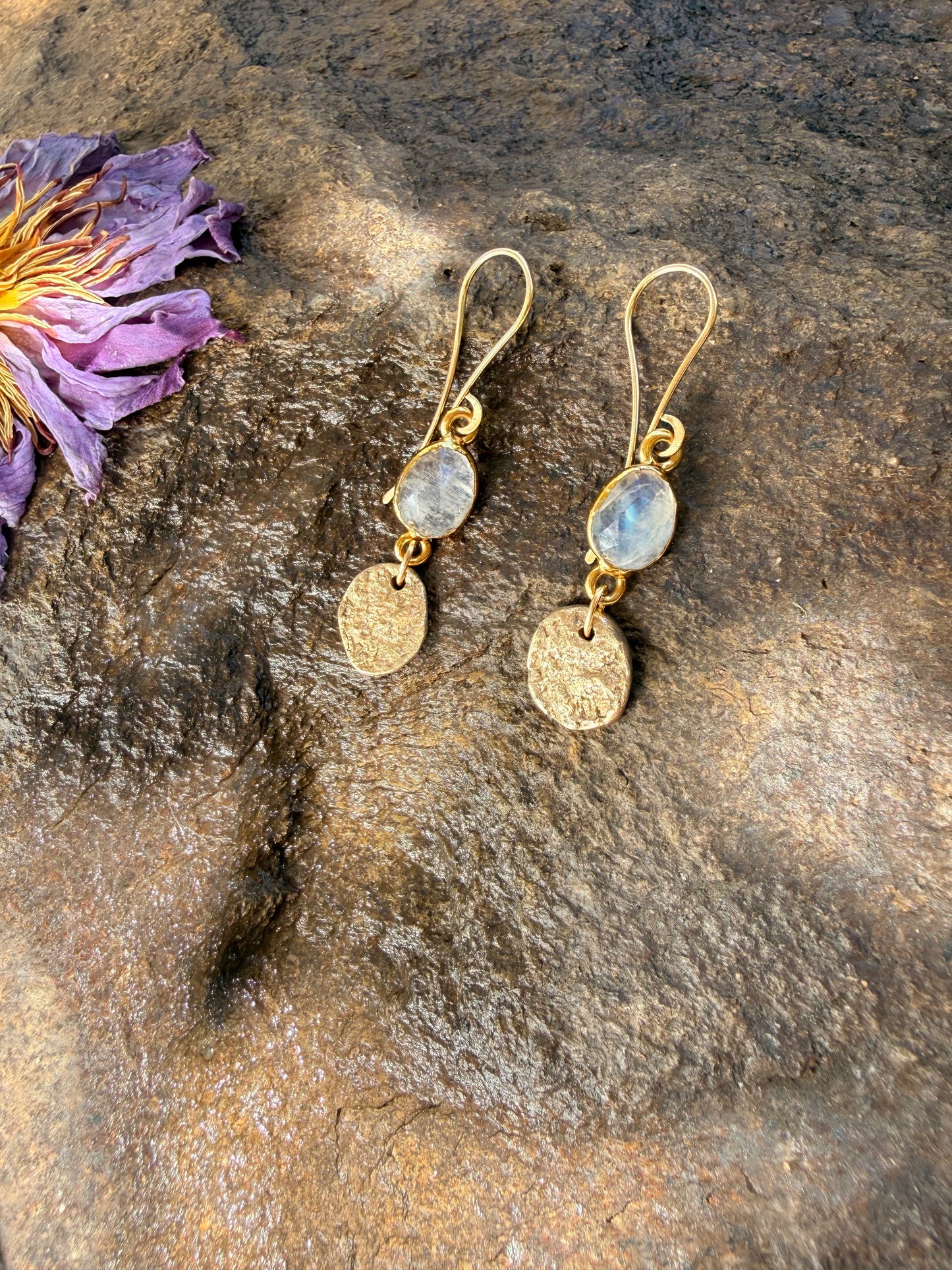 Pyrite + Moondrops earrings