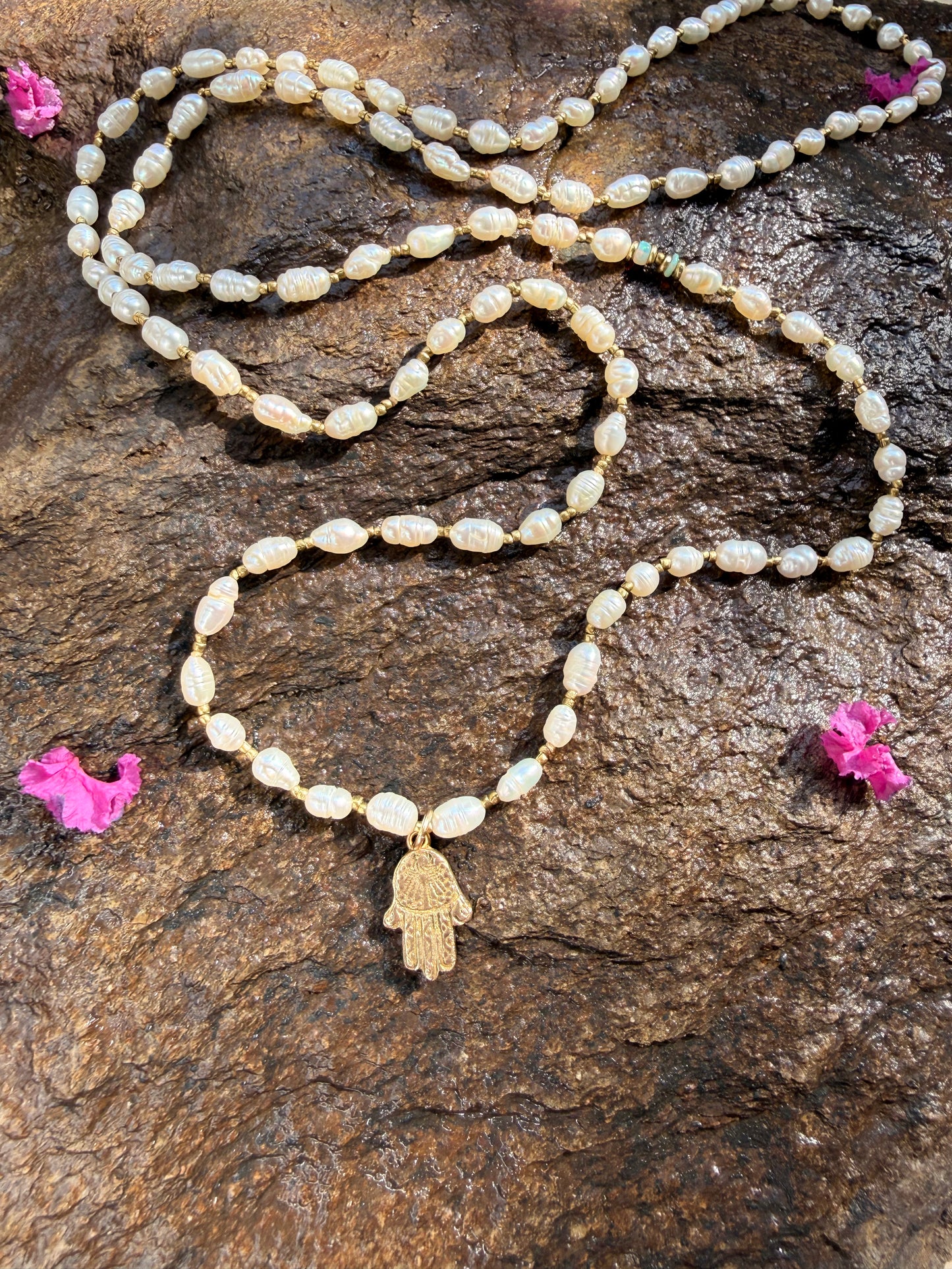 Long Pearls + Hamsa 🪬