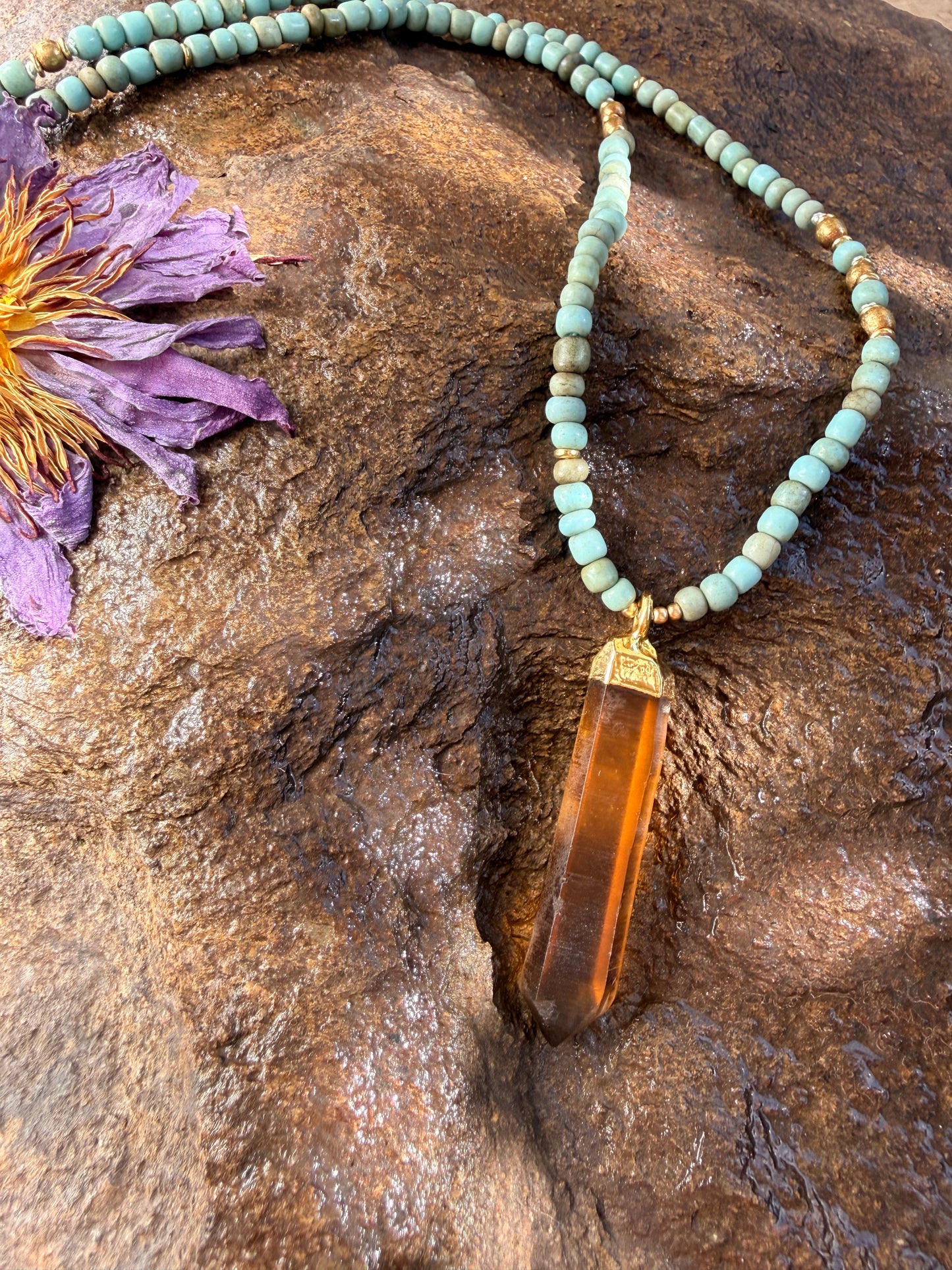 African Beaded Citrine Talisman