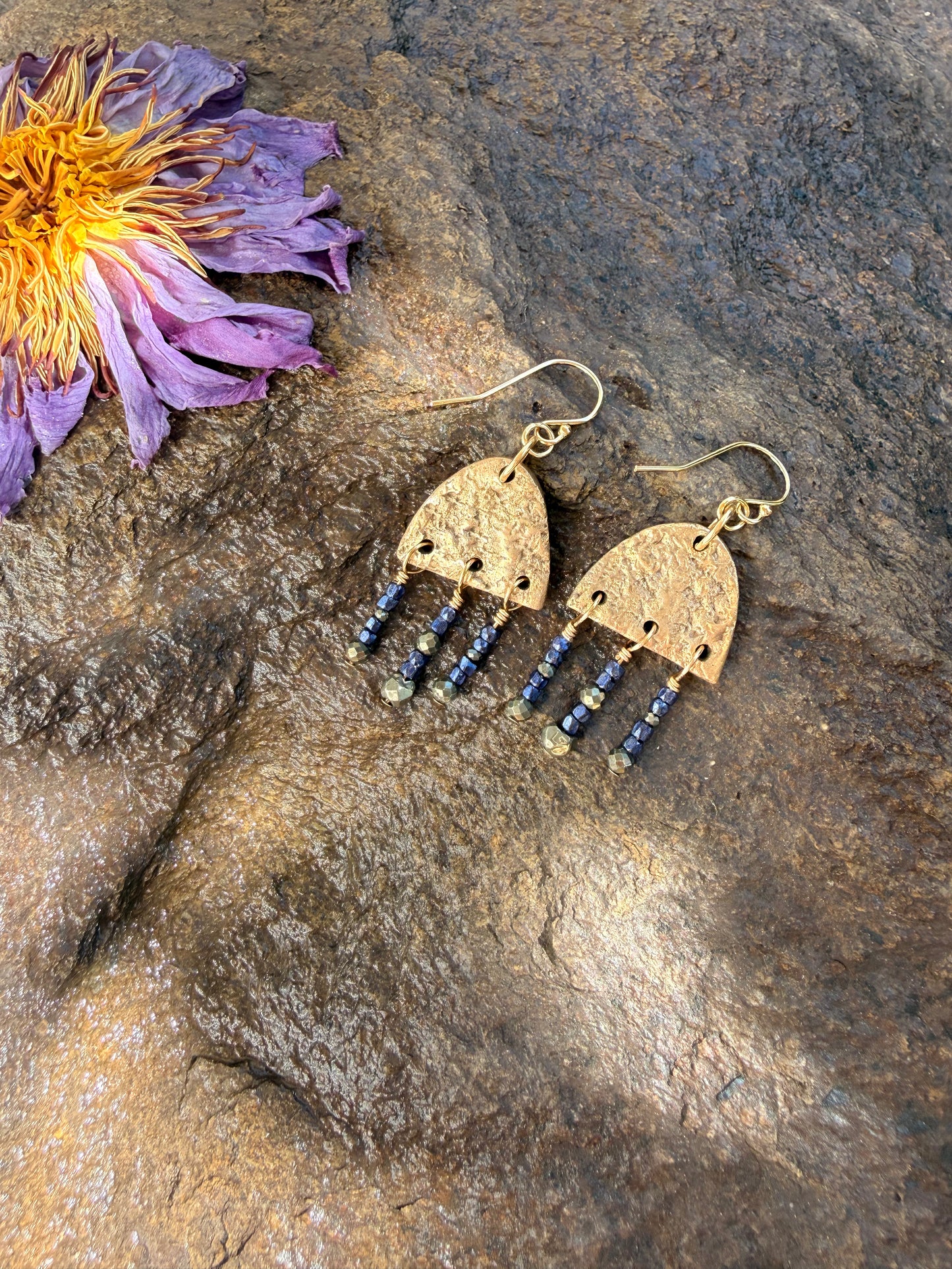 Pyrite Shield Earrings