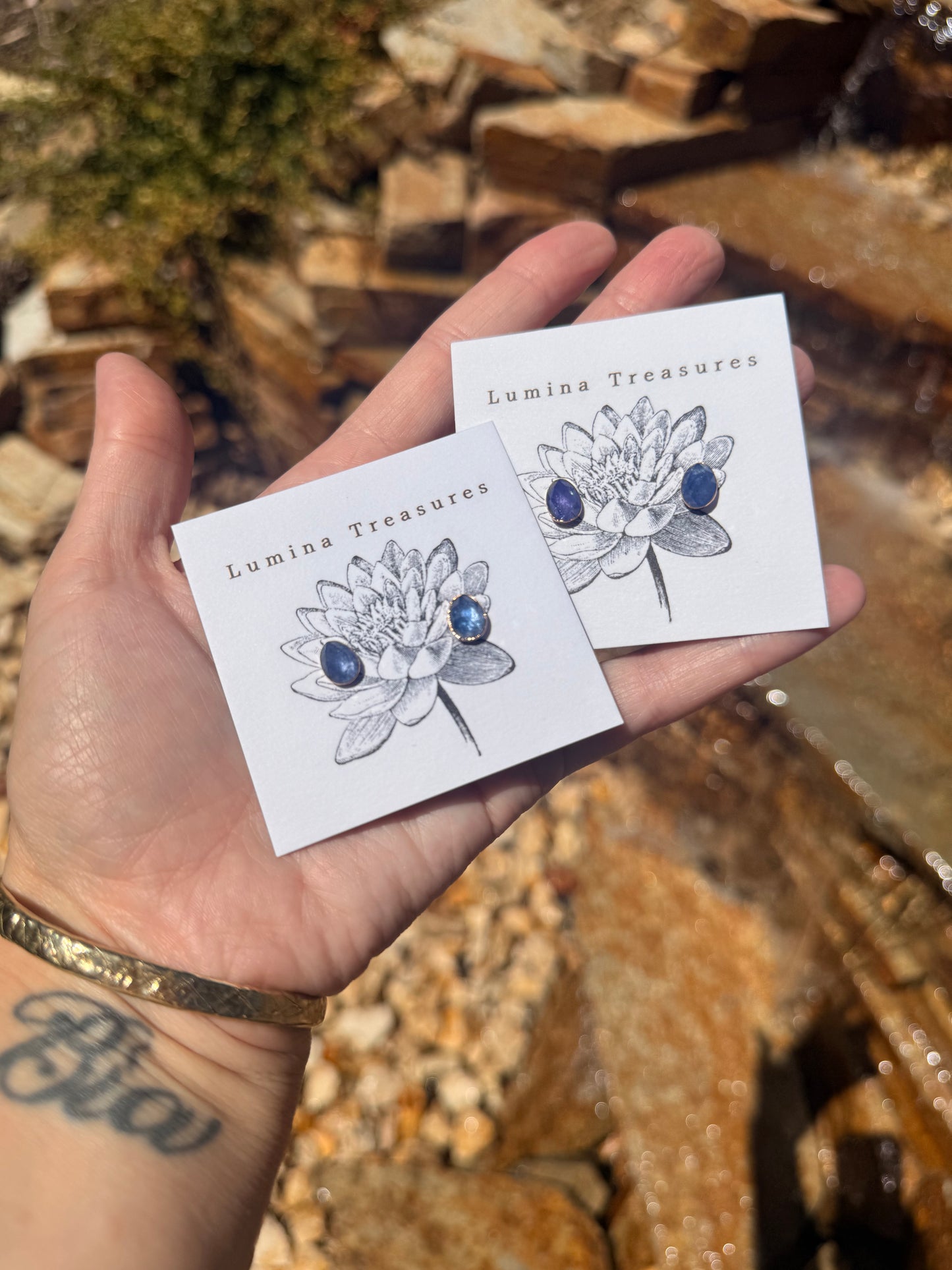 Tanzanite + Copper studs