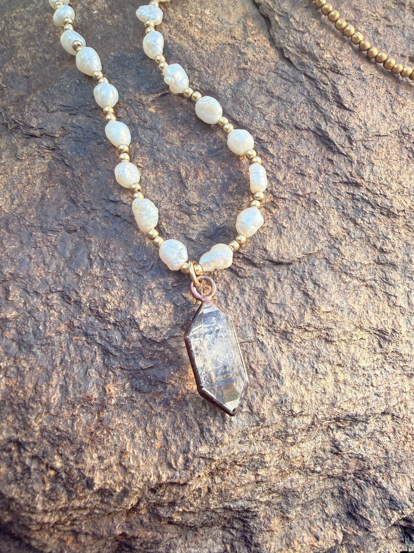 Pearl + Tibetan Quartz Old World Talisman