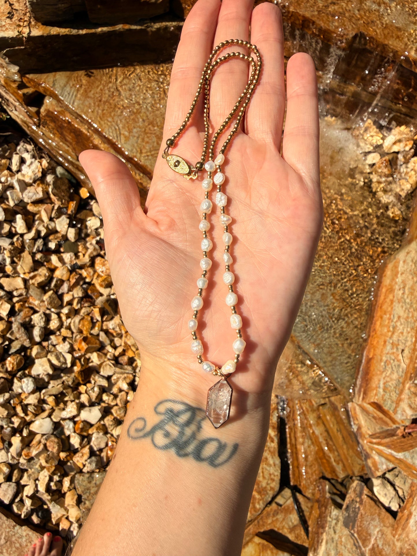 Pearl + Tibetan Quartz Old World Talisman
