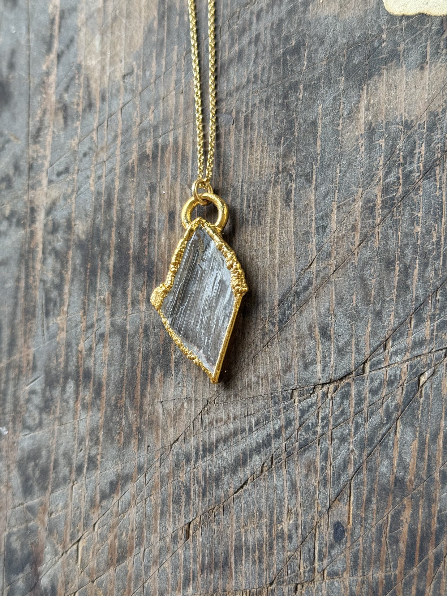 Raw Hiddenite Window necklace