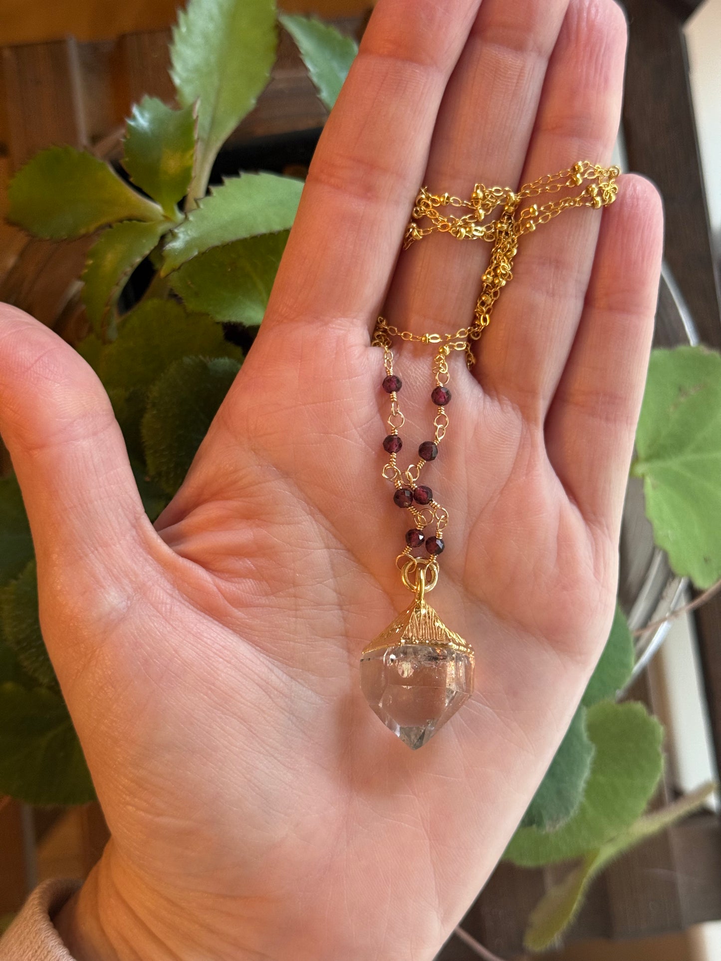 Herkimer Diamond + Garnet