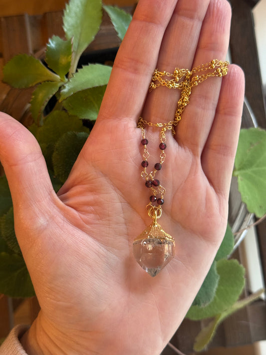 Herkimer Diamond + Garnet