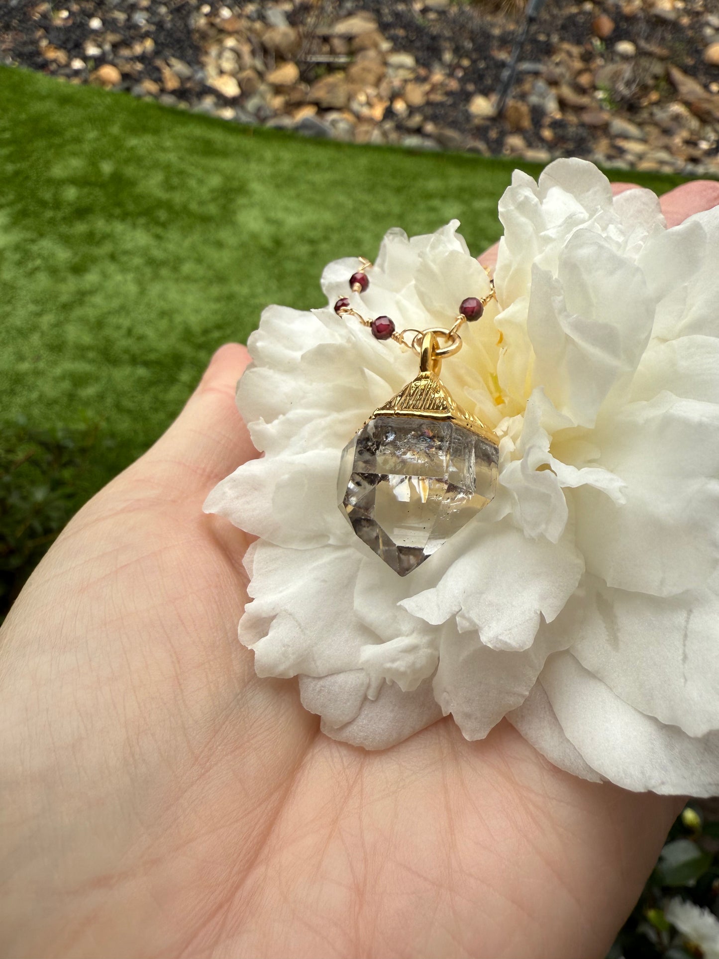 Herkimer Diamond + Garnet